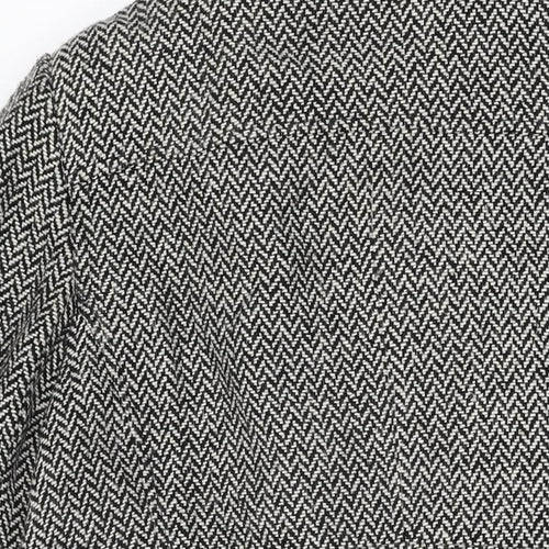 BHS Womens Black Geometric Overcoat Coat Size 22 Button