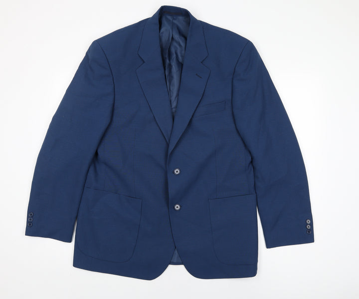 Gurteen Mens Blue Polyester Jacket Suit Jacket Size 40 Regular