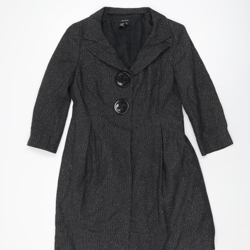 Zara Womens Black Overcoat Coat Size L Button