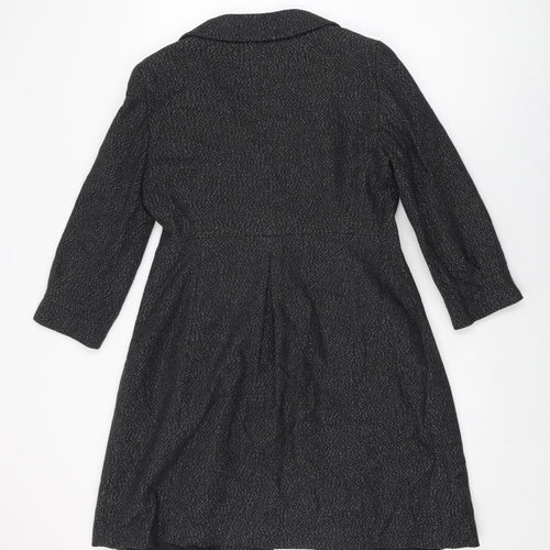 Zara Womens Black Overcoat Coat Size L Button