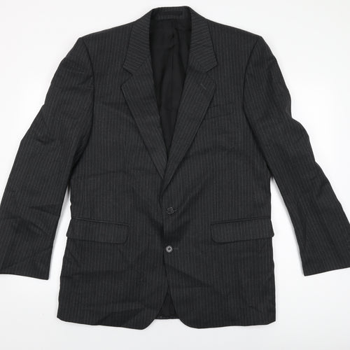 Debenhams Mens Black Striped Wool Jacket Suit Jacket Size 42 Regular