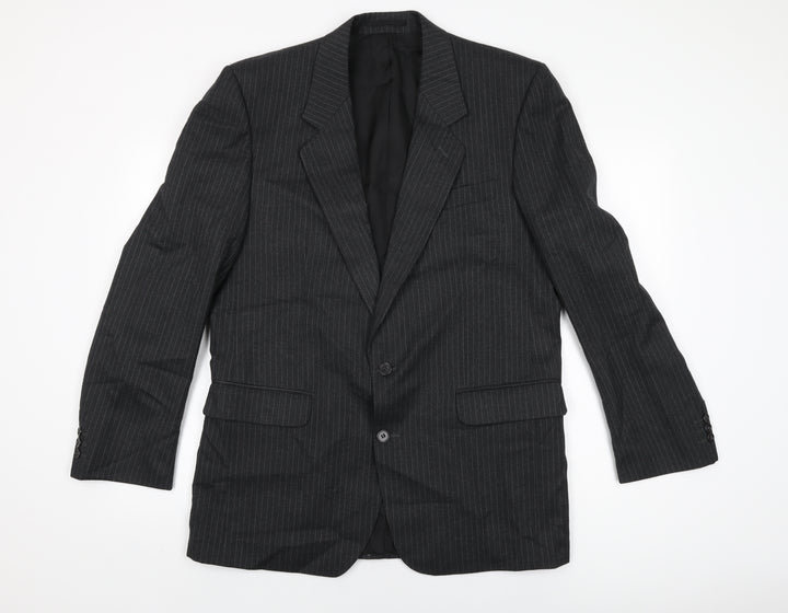 Debenhams Mens Black Striped Wool Jacket Suit Jacket Size 42 Regular