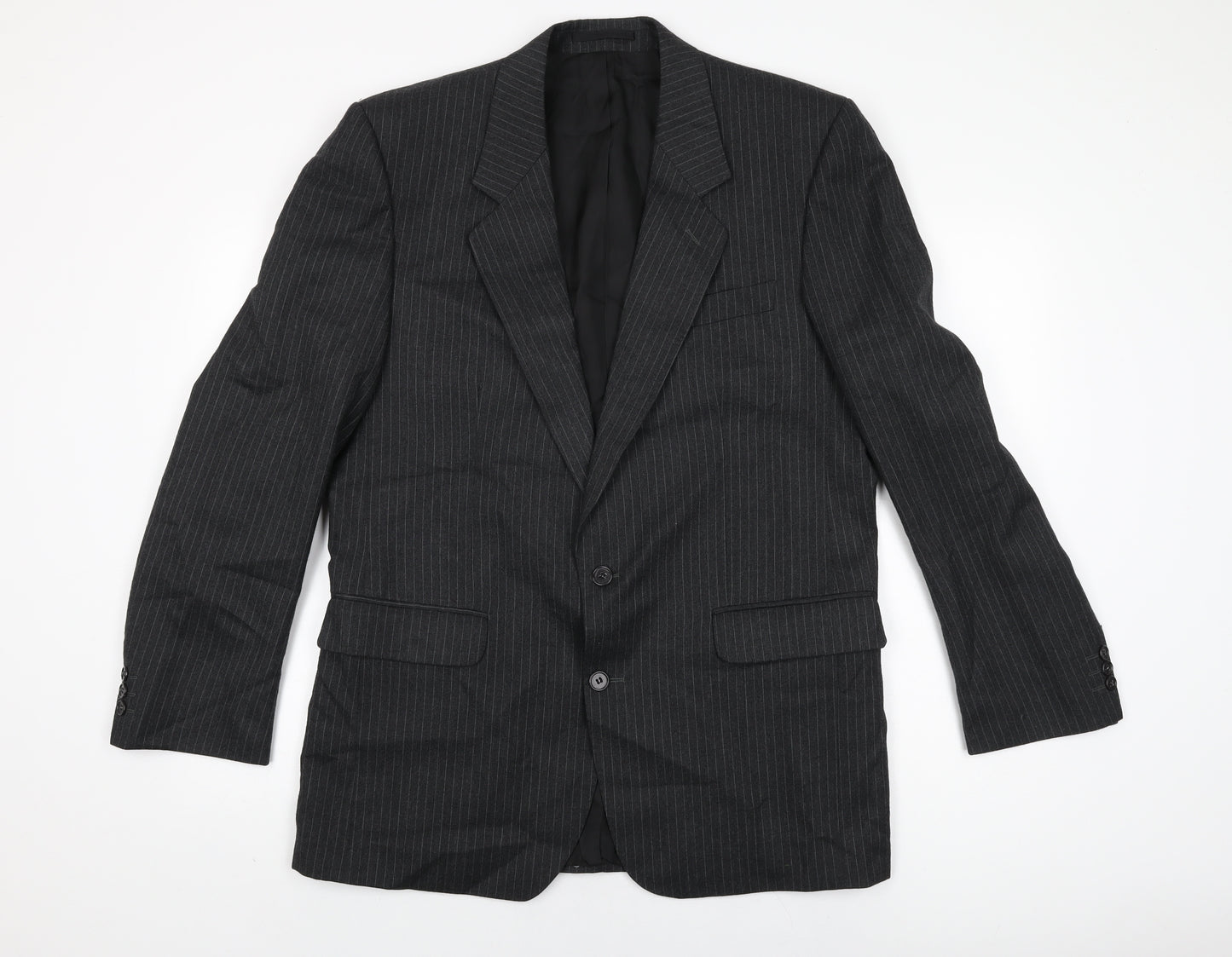 Debenhams Mens Black Striped Wool Jacket Suit Jacket Size 42 Regular