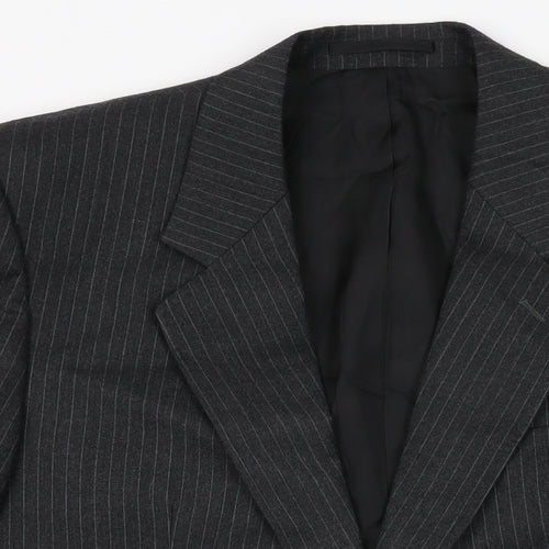 Debenhams Mens Black Striped Wool Jacket Suit Jacket Size 42 Regular