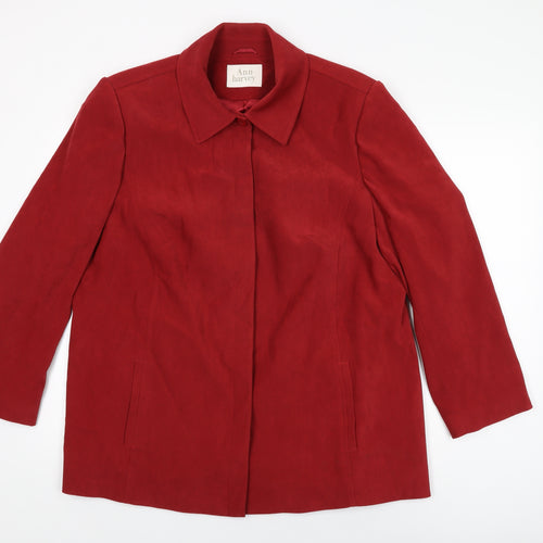 Ann Harvey Womens Red Overcoat Coat Size 18 Button