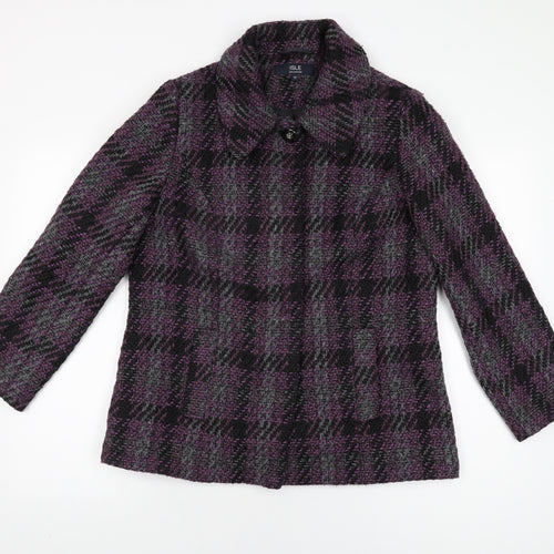 Isle Womens Purple Geometric Jacket Coat Size 12 Button
