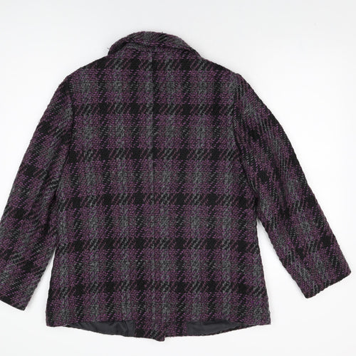 Isle Womens Purple Geometric Jacket Coat Size 12 Button