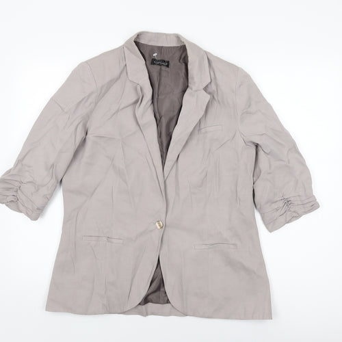 Topshop Womens Grey Jacket Blazer Size 16 Button