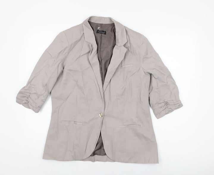 Topshop Womens Grey Jacket Blazer Size 16 Button