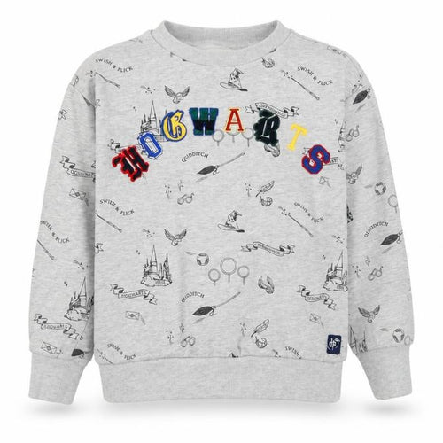 Marks and Spencer Girls Grey Geometric Cotton Pullover Sweatshirt Size 9-10 Years Pullover - Harry Potter Quidditch