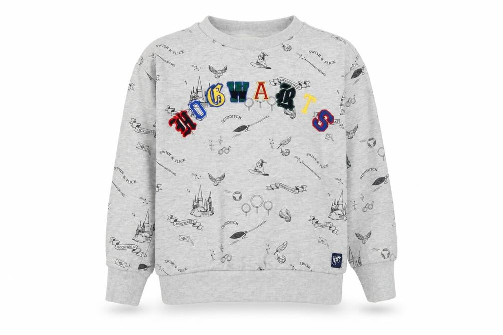 Marks and Spencer Girls Grey Geometric Cotton Pullover Sweatshirt Size 9-10 Years Pullover - Harry Potter Quidditch