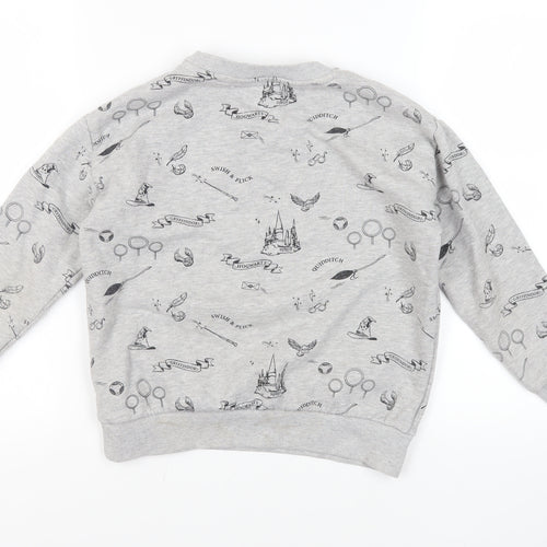 Marks and Spencer Girls Grey Geometric Cotton Pullover Sweatshirt Size 9-10 Years Pullover - Harry Potter Quidditch