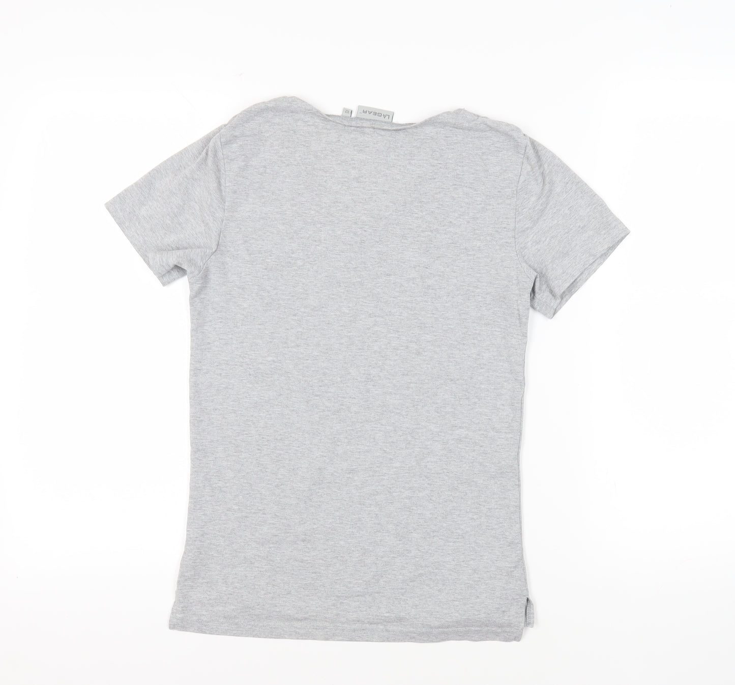 LA Gear Womens Grey Cotton Basic T-Shirt Size 12 V-Neck - Logo