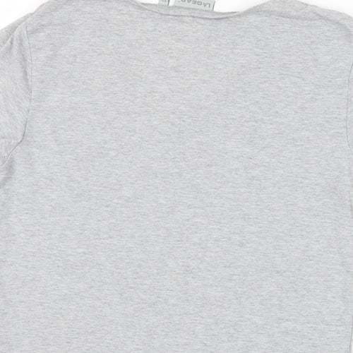 LA Gear Womens Grey Cotton Basic T-Shirt Size 12 V-Neck - Logo
