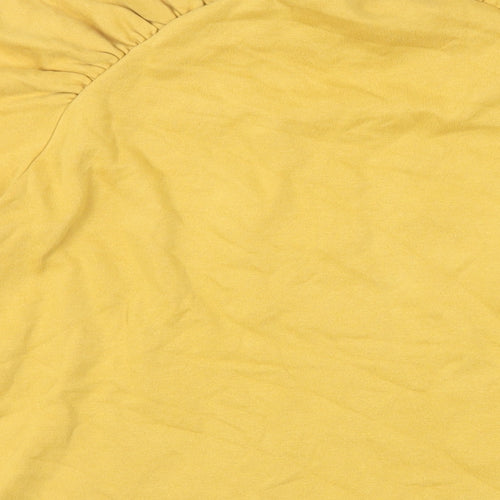 Monki Womens Yellow Cotton Pullover Sweatshirt Size S Pullover - Ruched Sleeves