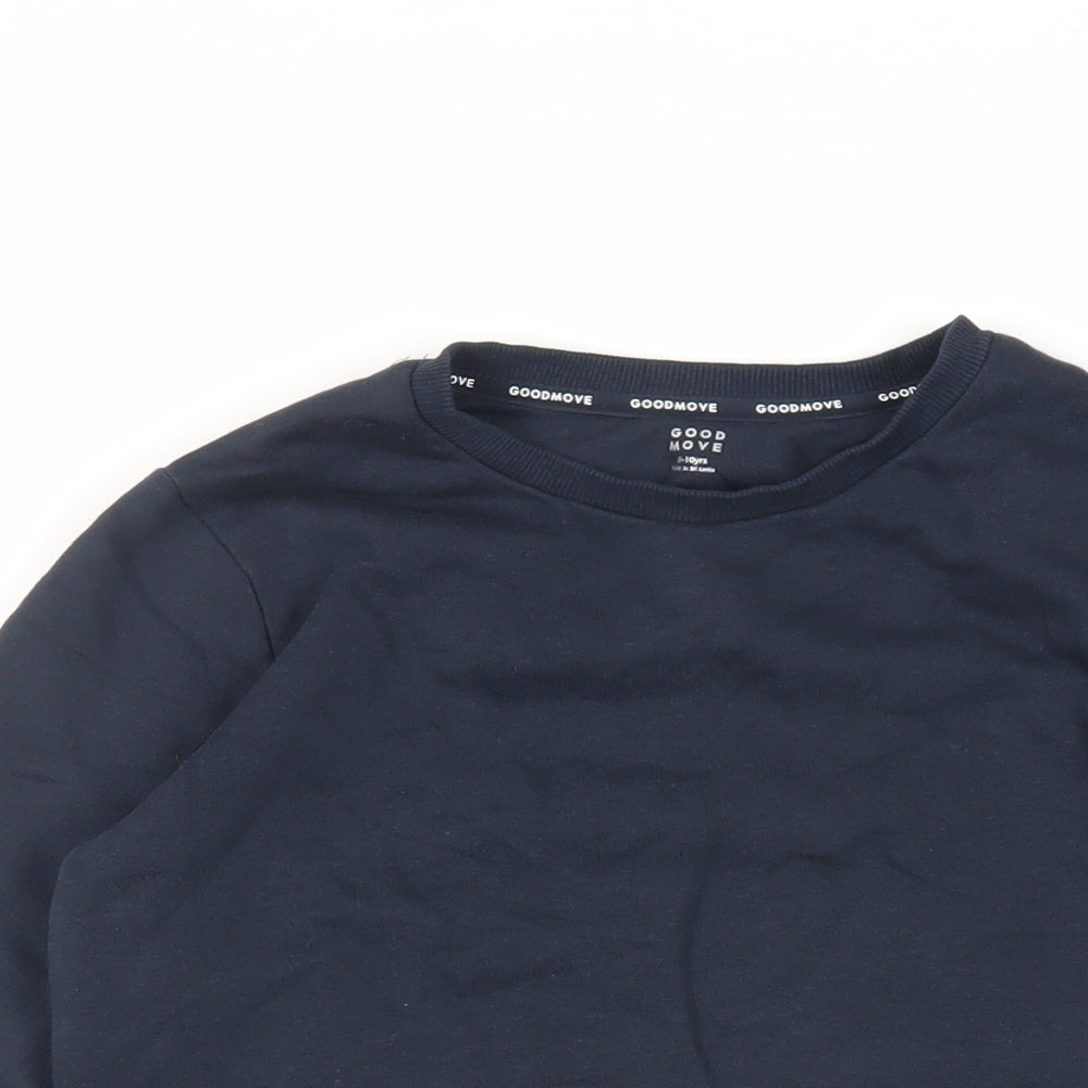 GOODMOVE Boys Blue Cotton Pullover Sweatshirt Size 9-10 Years Pullover