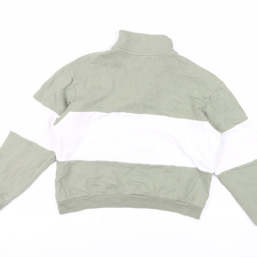 Pull&Bear Womens Green Cotton Pullover Sweatshirt Size S Zip