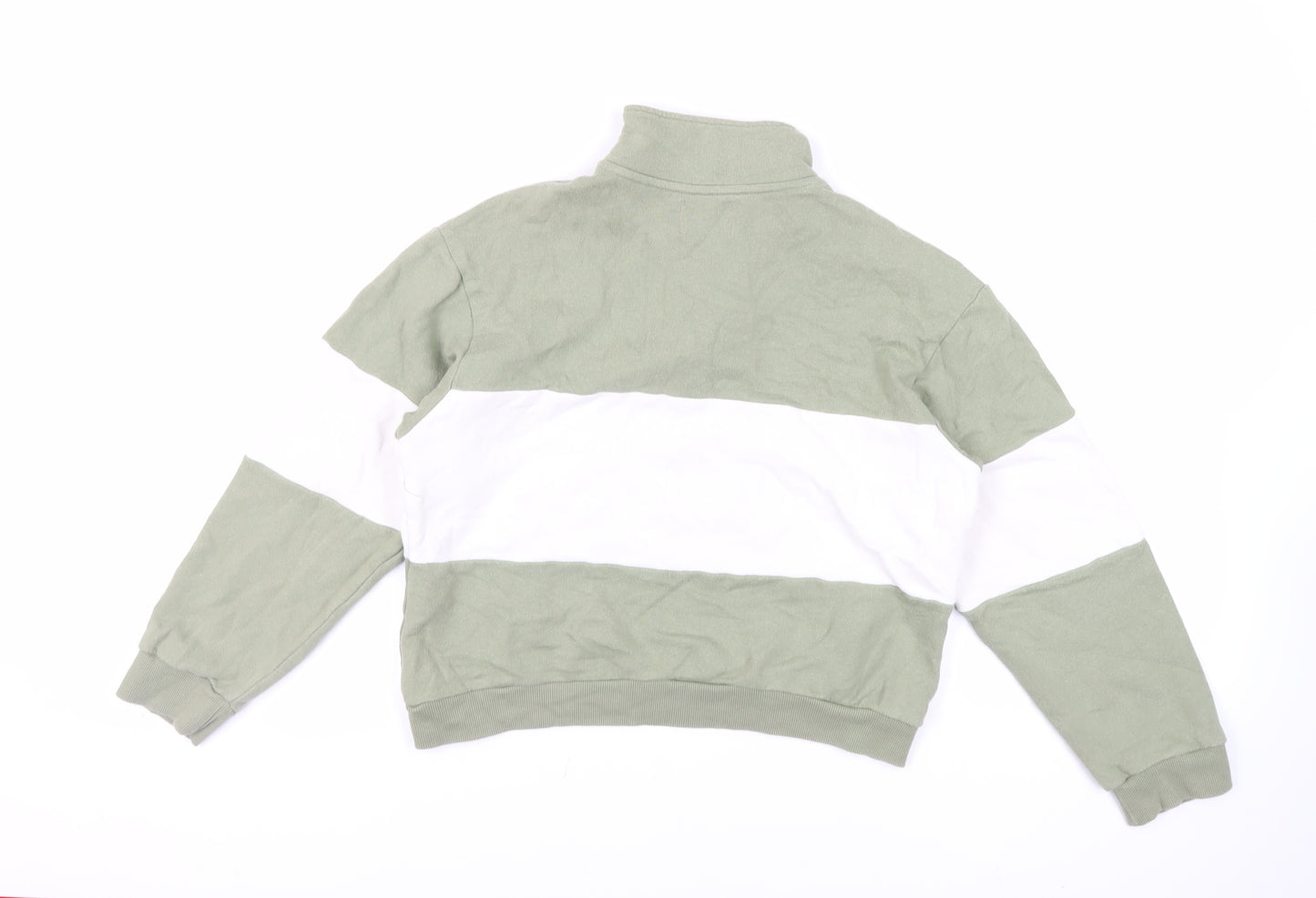 Pull&Bear Womens Green Cotton Pullover Sweatshirt Size S Zip