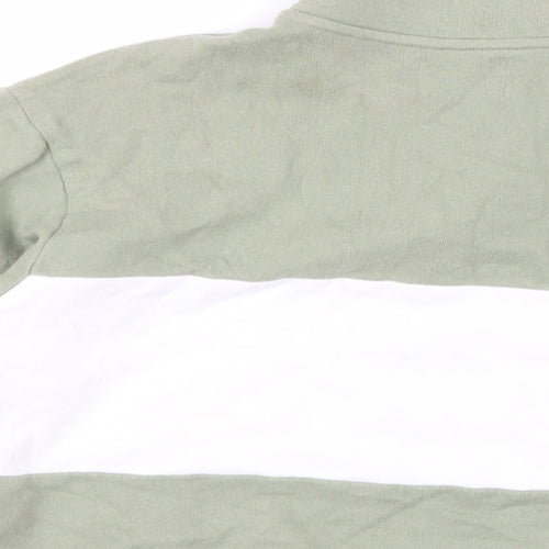 Pull&Bear Womens Green Cotton Pullover Sweatshirt Size S Zip