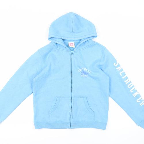 Saltrock Girls Blue Cotton Full Zip Hoodie Size 13 Years Zip - Logo Pockets