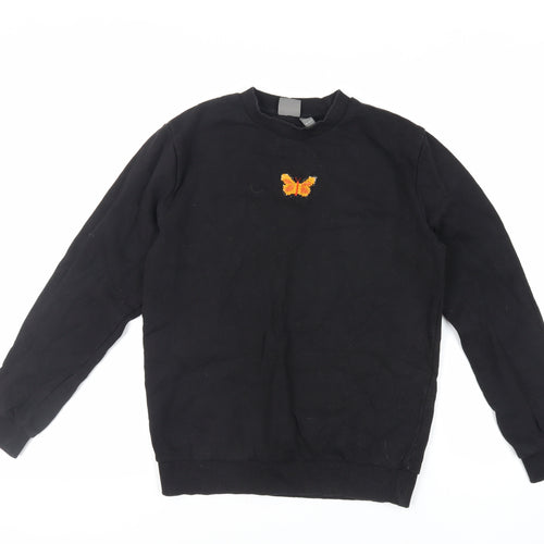 ASOS Womens Black Cotton Pullover Sweatshirt Size 2XS Pullover - Butterfly