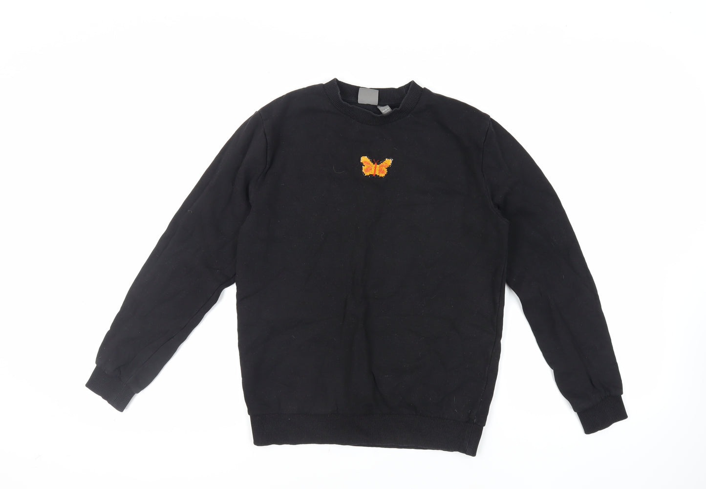 ASOS Womens Black Cotton Pullover Sweatshirt Size 2XS Pullover - Butterfly