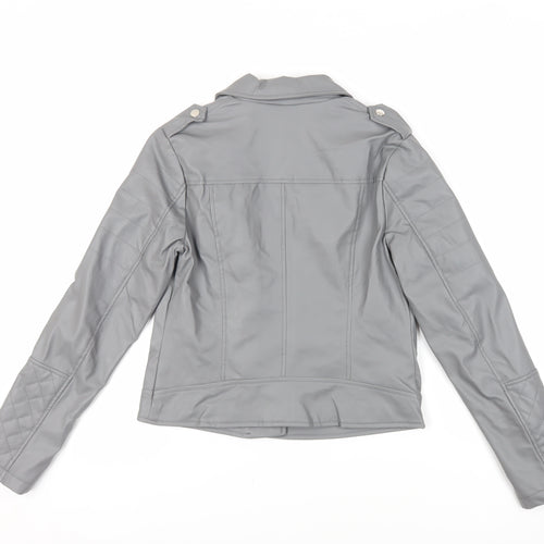 Select Womens Grey Biker Jacket Size 8 Zip