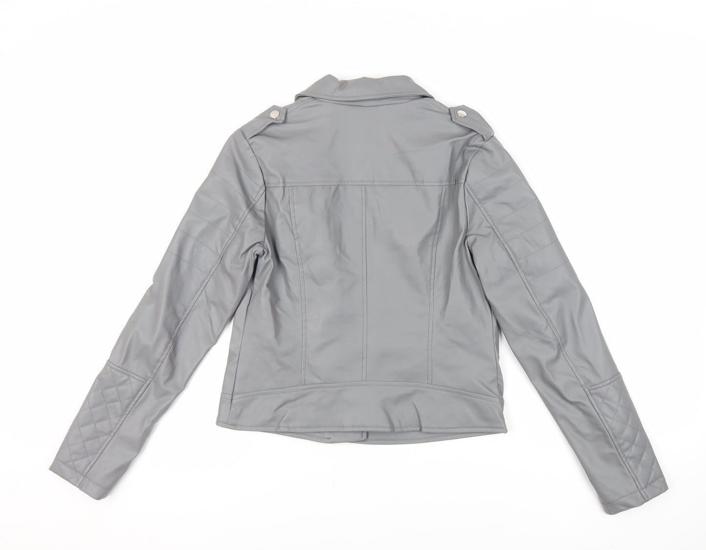 Select Womens Grey Biker Jacket Size 8 Zip