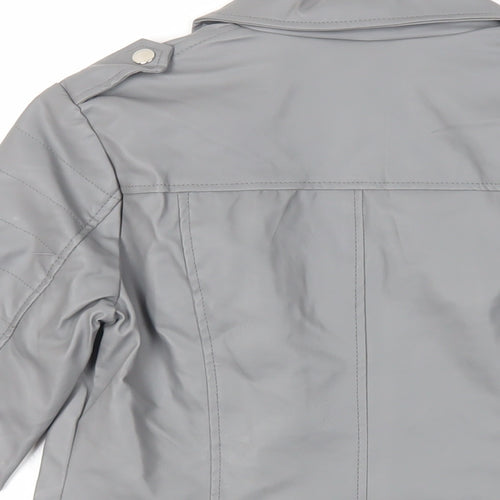 Select Womens Grey Biker Jacket Size 8 Zip