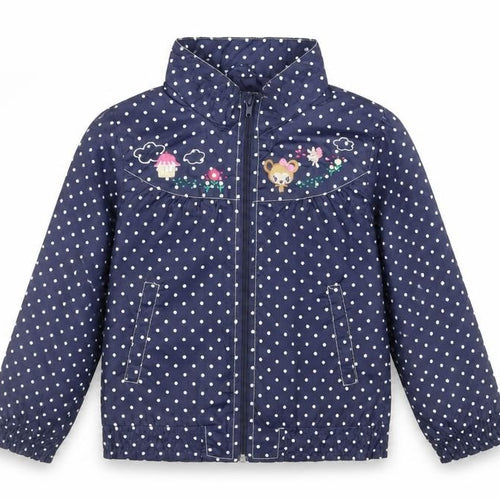 H&M Girls Blue Polka Dot Jacket Size 7-8 Years Zip - Embroidered