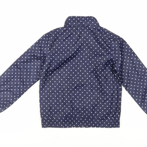 H&M Girls Blue Polka Dot Jacket Size 7-8 Years Zip - Embroidered