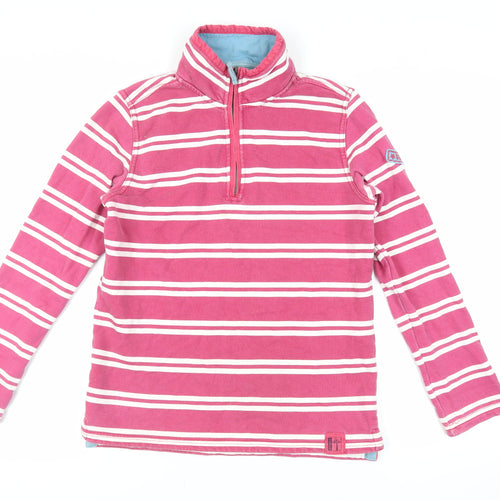 Seasalt Cornwall Womens Pink Striped Cotton Pullover Sweatshirt Size 8 Zip