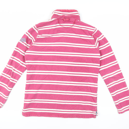 Seasalt Cornwall Womens Pink Striped Cotton Pullover Sweatshirt Size 8 Zip