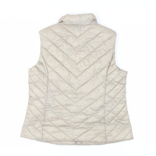M&Co Womens Beige Gilet Jacket Size 14 Zip - Zipped Pockets
