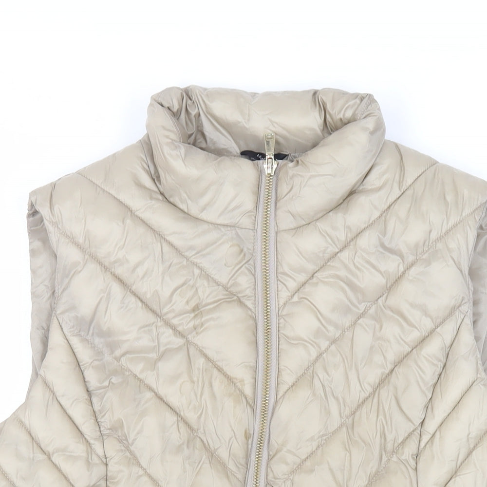 M&Co Womens Beige Gilet Jacket Size 14 Zip - Zipped Pockets