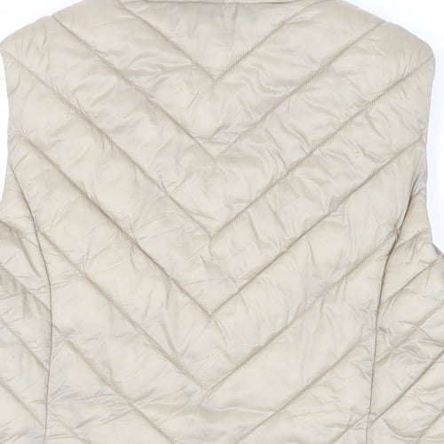 M&Co Womens Beige Gilet Jacket Size 14 Zip - Zipped Pockets