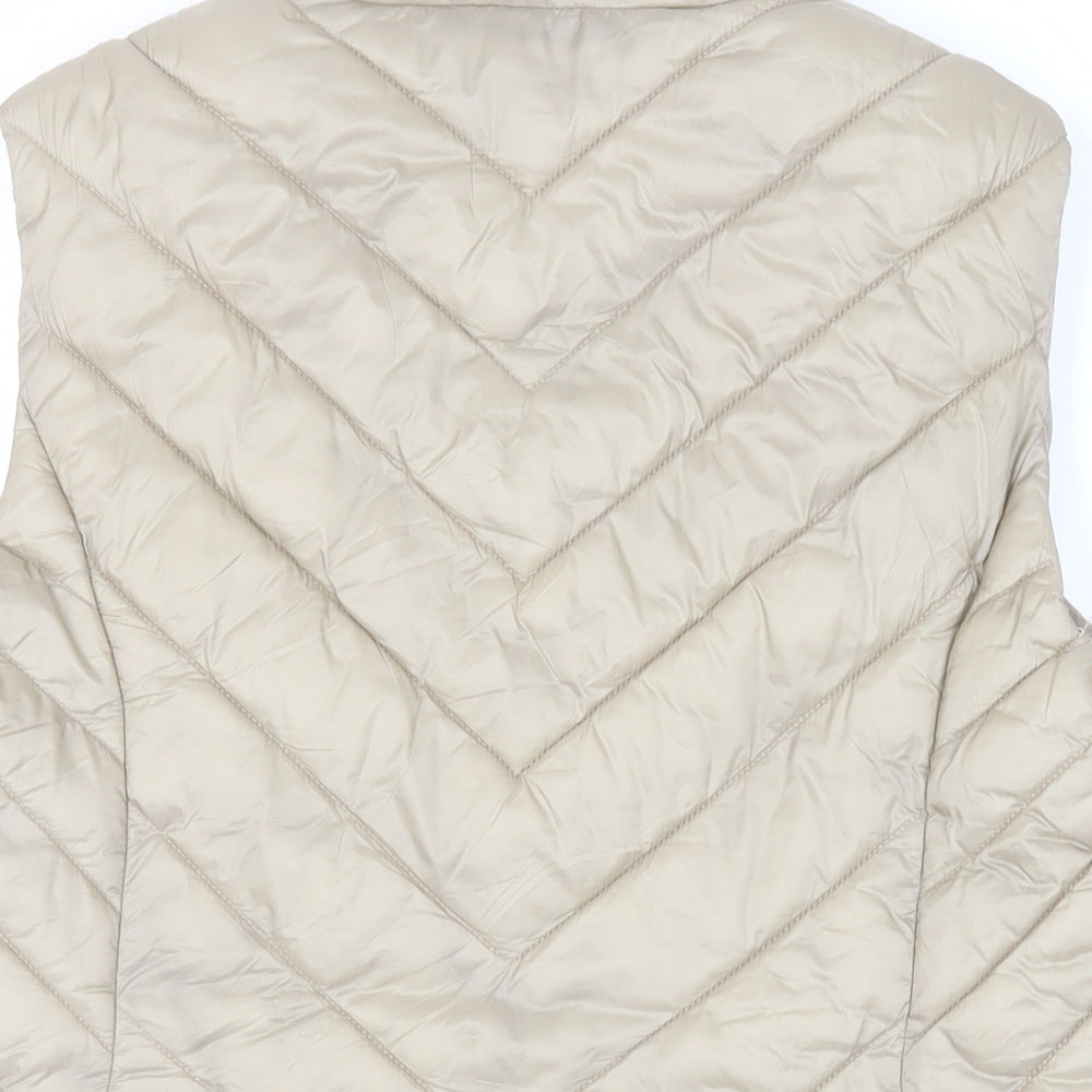 M&Co Womens Beige Gilet Jacket Size 14 Zip - Zipped Pockets