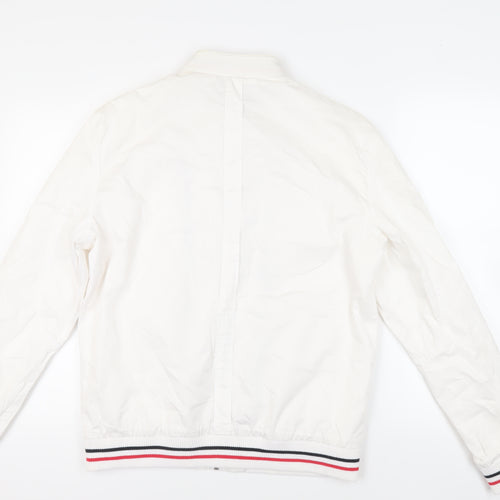 H&M Mens White Jacket Size 44 Zip - Contrasting Trim