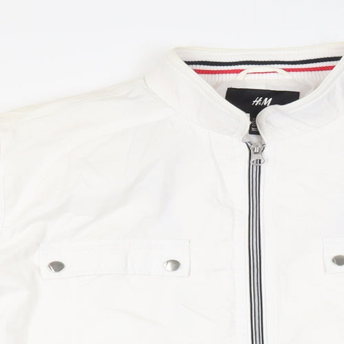 H&M Mens White Jacket Size 44 Zip - Contrasting Trim
