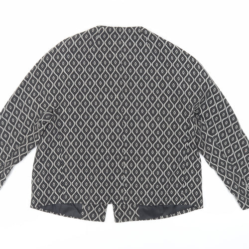 Excel Apparel Womens Black Geometric Jacket Blazer Size M Button