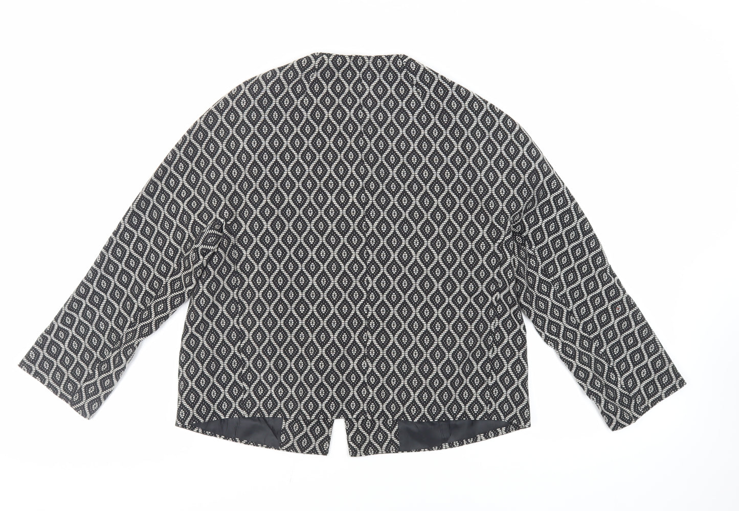 Excel Apparel Womens Black Geometric Jacket Blazer Size M Button