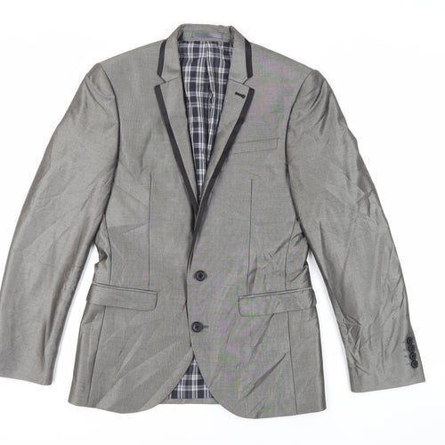 NEXT Mens Grey Polyester Jacket Suit Jacket Size 36 Regular