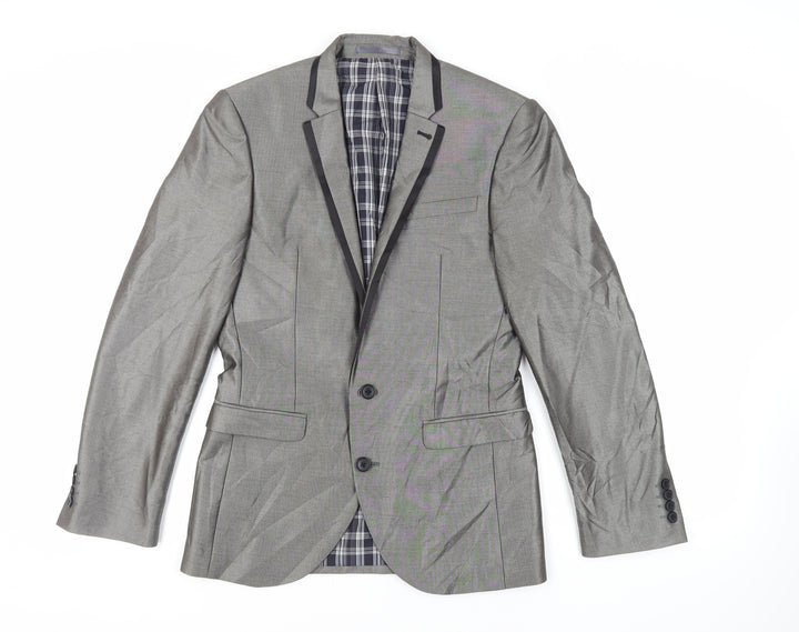 NEXT Mens Grey Polyester Jacket Suit Jacket Size 36 Regular