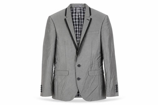 Front view of Next men’s grey polyester jacket suit jacket, size 36, regular