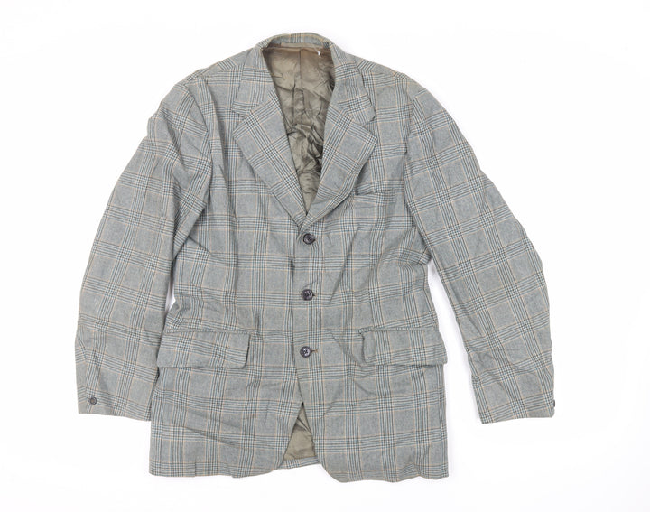 Yorkers Mens Green Plaid Wool Jacket Blazer Size 38 Regular - Vintage