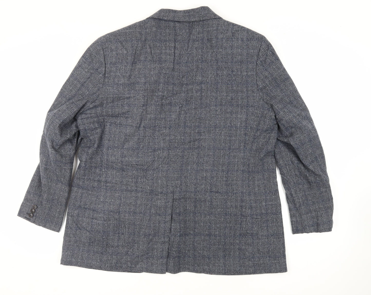 Marks and Spencer Mens Blue Plaid Polyester Jacket Suit Jacket Size 48 Regular