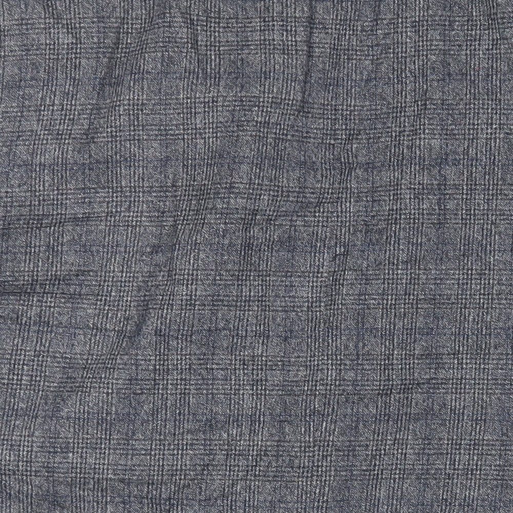 Marks and Spencer Mens Blue Plaid Polyester Jacket Suit Jacket Size 48 Regular