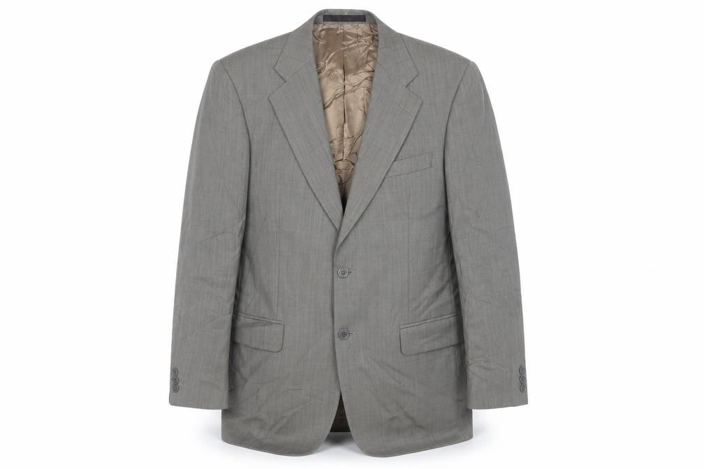 Front view of Marks & Spencer men’s green wool jacket suit jacket, size 40, regular