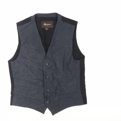 Monsoon Mens Blue Cotton Jacket Suit Waistcoat Size 42 Regular