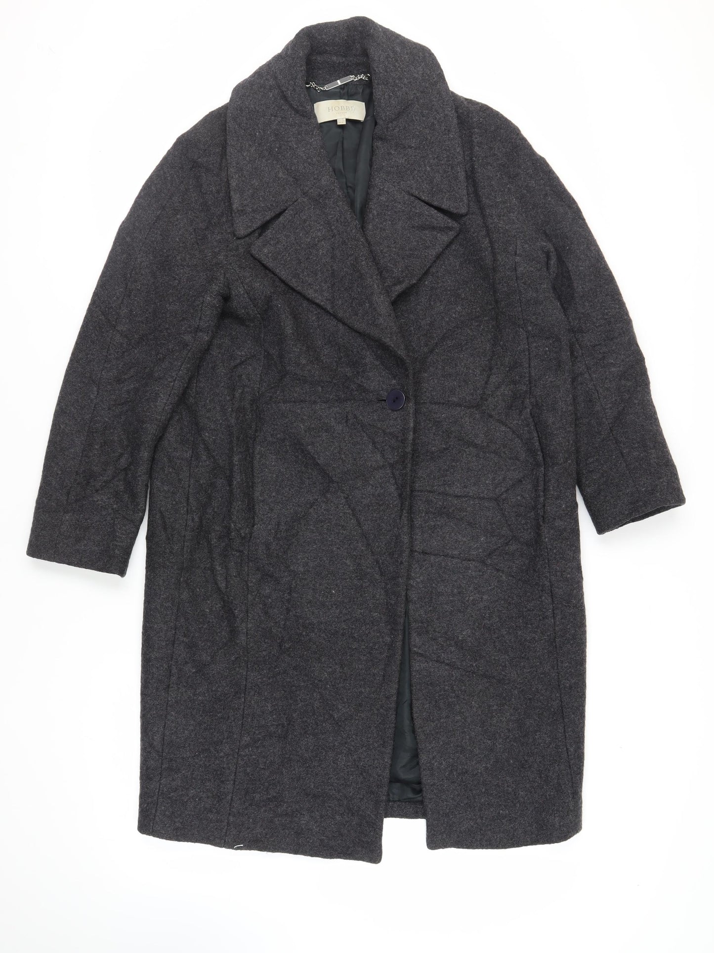 Hobbs Womens Grey Overcoat Coat Size 10 Button